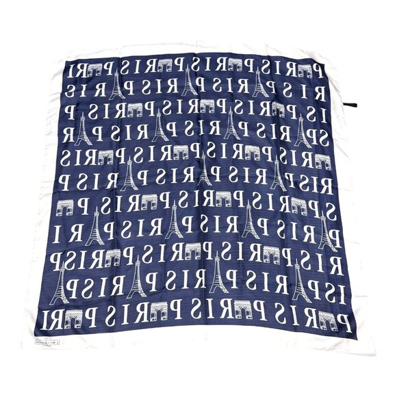 Paris Landmark Typography Silk Scarf Premium Designer Accessory J Mico Sancho - Picture 7 of 7